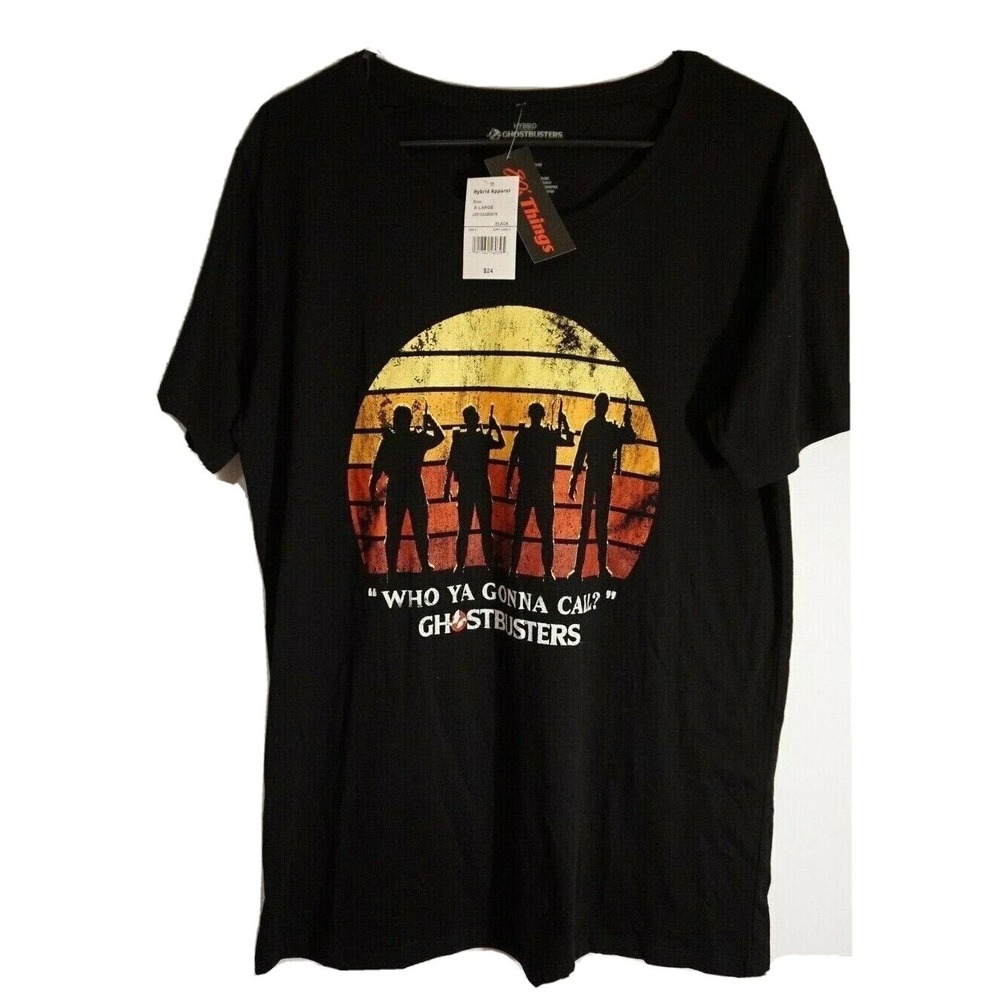 Ghostbusters Who‎ You Gonna Call? Women XL Black Retro T-Shirt 80s Things NEW